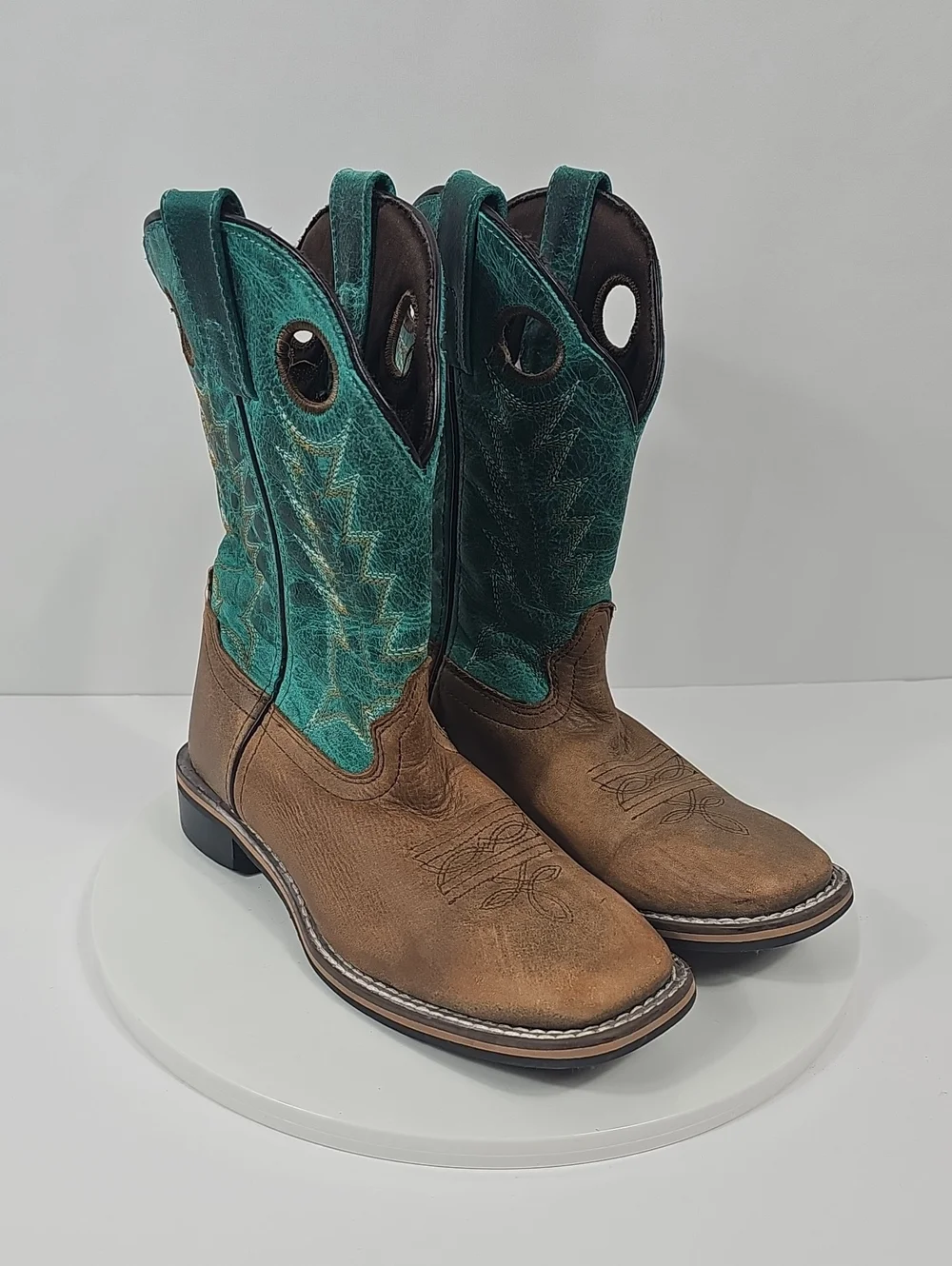 Smoky Mountain Jesse 3851C Kids 3R Brown Turquoise Leather Cowboy Boots Cowgirl